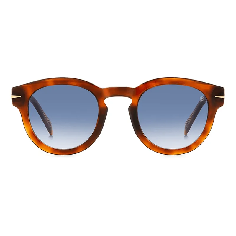 Óculos de Sol David Beckham 7041/S Masculino Redondo Acetato Havana