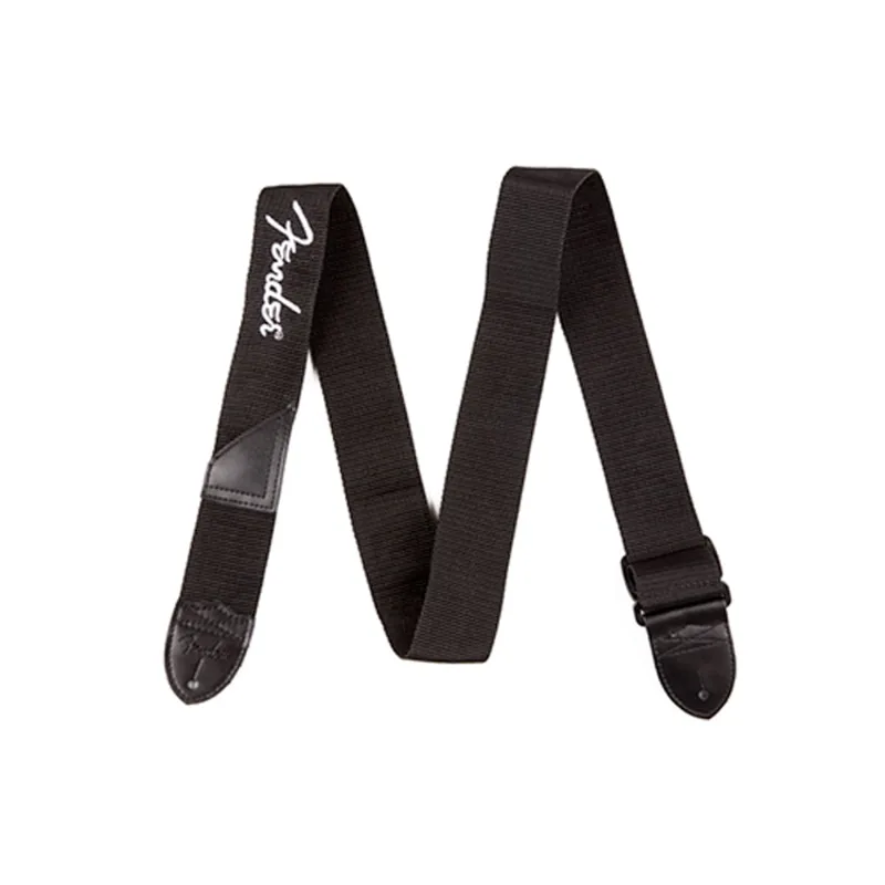 Correia para Guitarra Violão Fender Nylon Poly Strap Preta Logo Branca