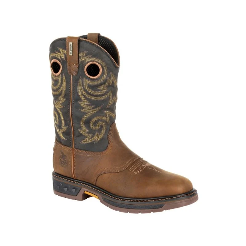 Georgia Boot Mens WP Sq Toe Boots Black / 8.5 W
