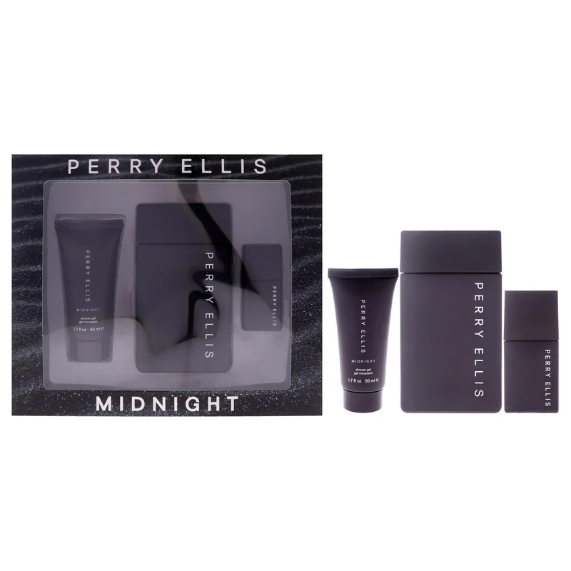 Perry Ellis Midnight by Perry Ellis for Men - 3 Pc Gift Set 3.4oz EDT Spray, 0.25oz EDT Spray (Mini), 1.7oz Shower Gel 3 Pc Gift Set