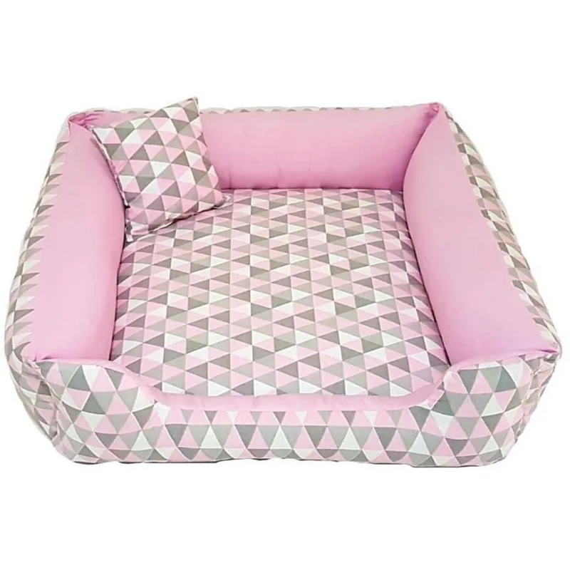 Cama Caminha Pet Caes E Gatos M 60X60 - Geométrica ROSA