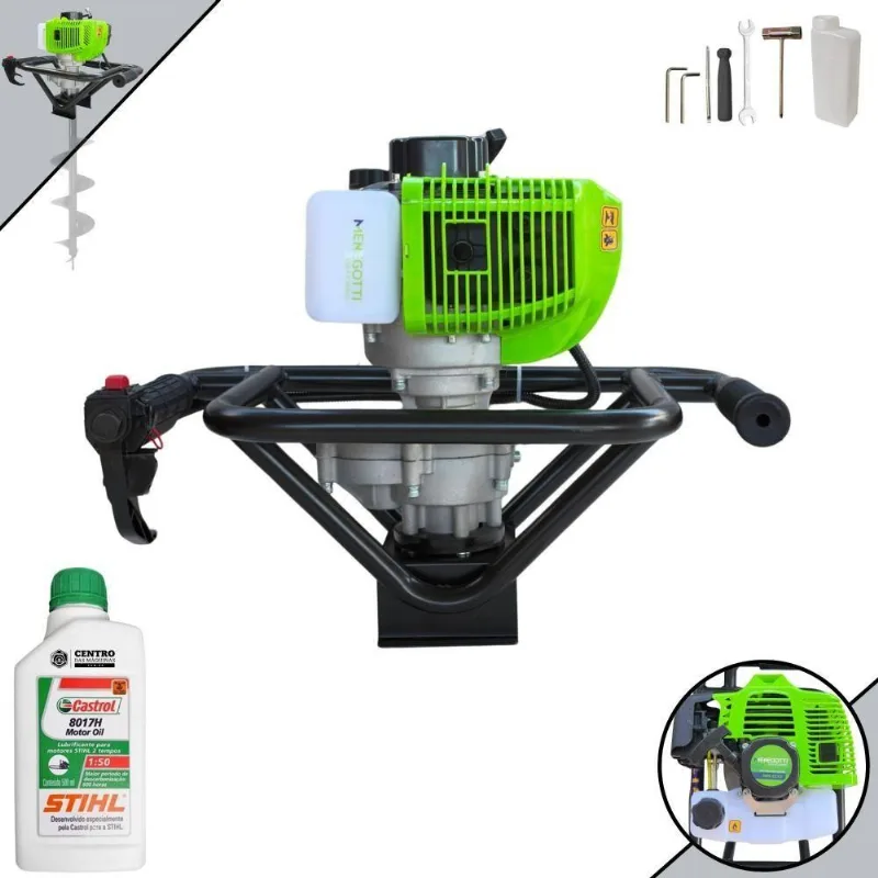 Perfurador De Solo Mps52 À Gasolina 2t 52cc 1,8hp Com Alto Torque Laranja Menegotti