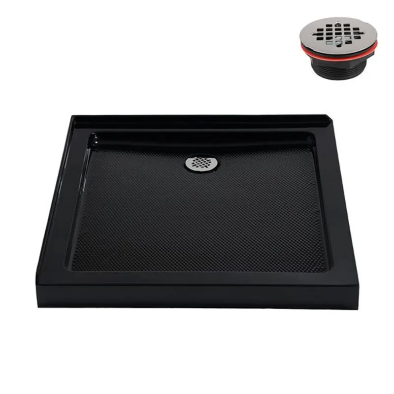 Streamline NT-2131-36BL-RH 36 in. x 36 in. Corner Acrylic Shower Base in Glossy Black with Right Hand Drain, Drain Included