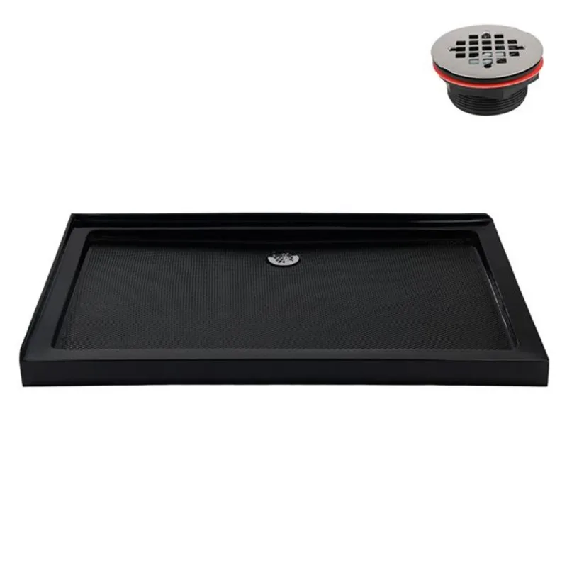 Streamline NT-2134-60BL-RH 60 in. x 36 in. Corner Acrylic Shower Base in Glossy Black with Right Hand Drain, Drain Included