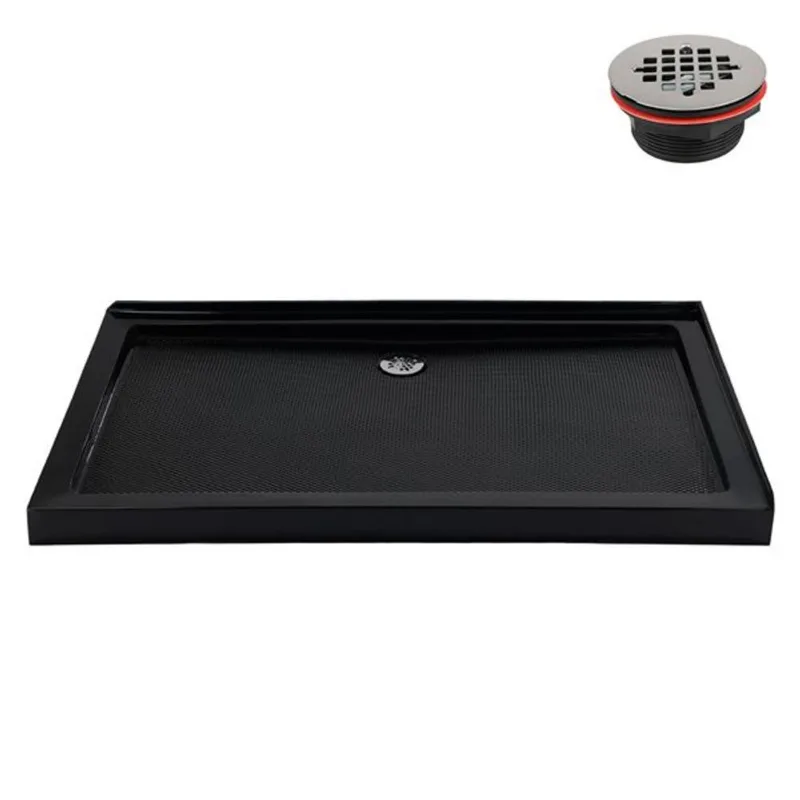 Streamline NT-2234-60BL-LF 60 in. x 36 in. Corner Acrylic Shower Base in Glossy Black with Left Hand Drain, Drain Included