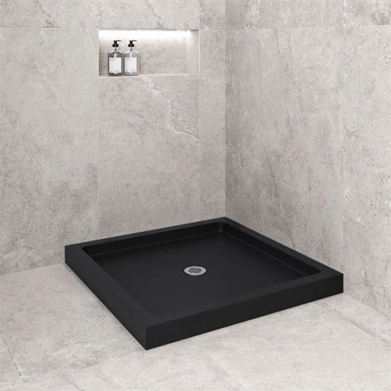 Streamline NT-2241-36BL-CR 36 in. x 36 in. Corner Acrylic Shower Base in Glossy Black with Center Drain, Drain Included