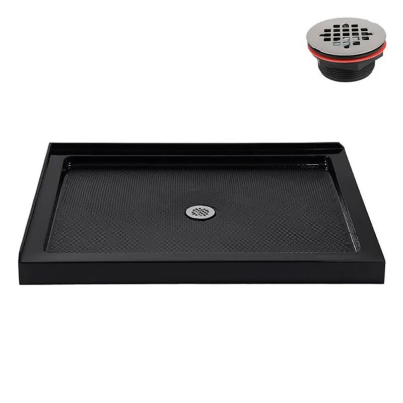 Streamline NT-2142-48BL-CR 48 in. x 36 in. Corner Acrylic Shower Base in Glossy Black with Center Drain, Drain Included