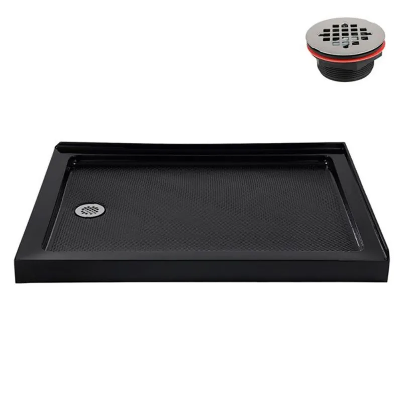 Streamline NT-2252-48BL-LF 48 in. x 36 in. Corner Acrylic Shower Base in Glossy Black with Left Hand Drain, Drain Included