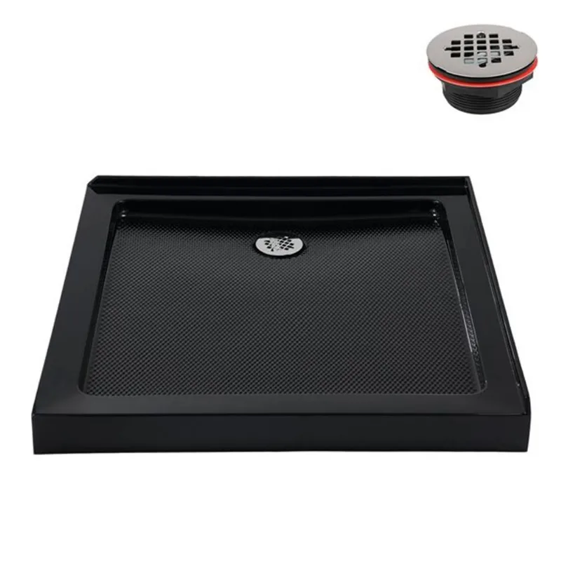 Streamline NT-2161-36BL-LF 36 in. x 36 in. Corner Acrylic Shower Base in Glossy Black with Left Hand Drain, Drain Included