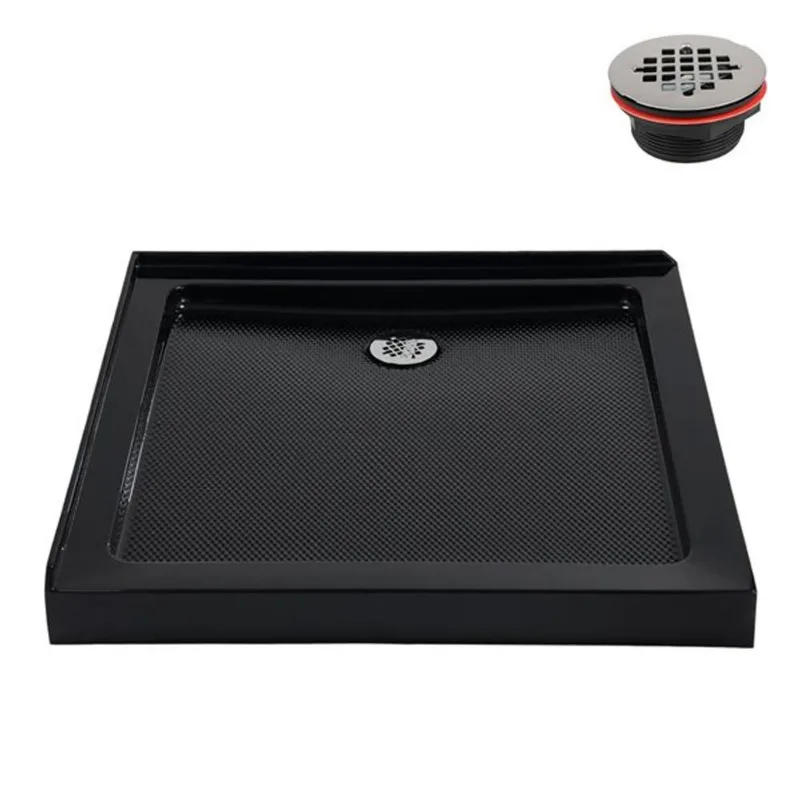 Streamline NT-2261-36BL-RH 36 in. x 36 in. Corner Acrylic Shower Base in Glossy Black with Right Hand Drain, Drain Included