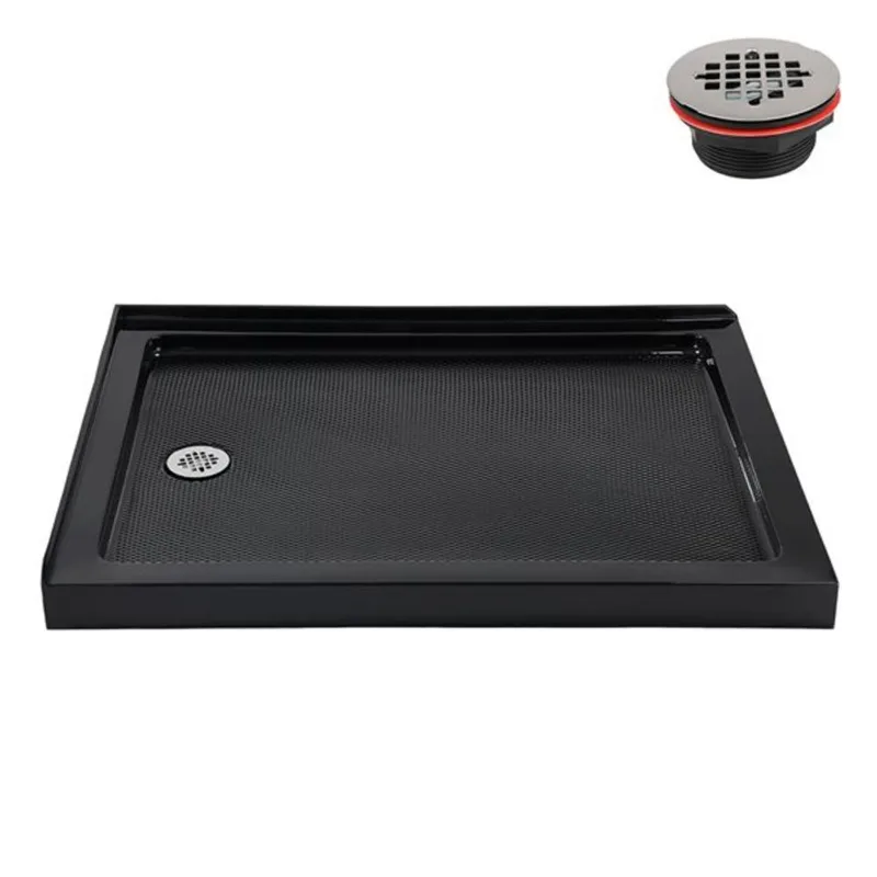 Streamline NT-2162-48BL-LF 48 in. x 36 in. Corner Acrylic Shower Base in Glossy Black with Left Hand Drain, Drain Included