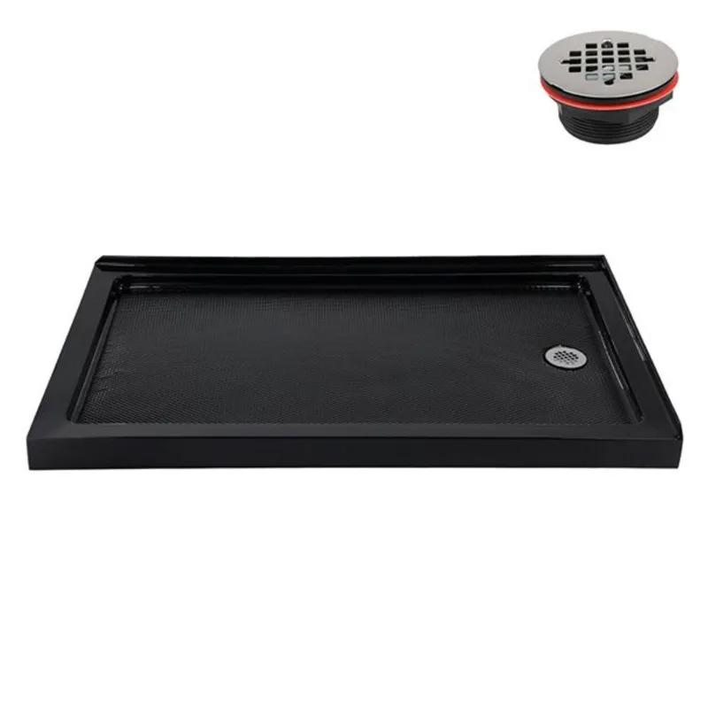 Streamline NT-2264-60BL-RH 60 in. x 36 in. Corner Acrylic Shower Base in Glossy Black with Right Hand Drain, Drain Included