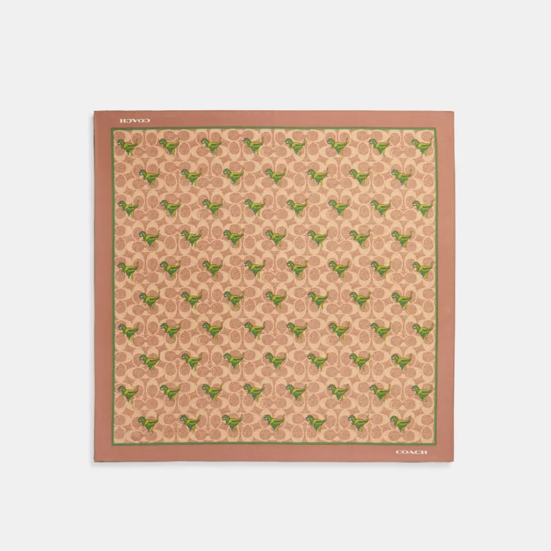 Lenço Silk Bandana Rexy Print Coach Bege