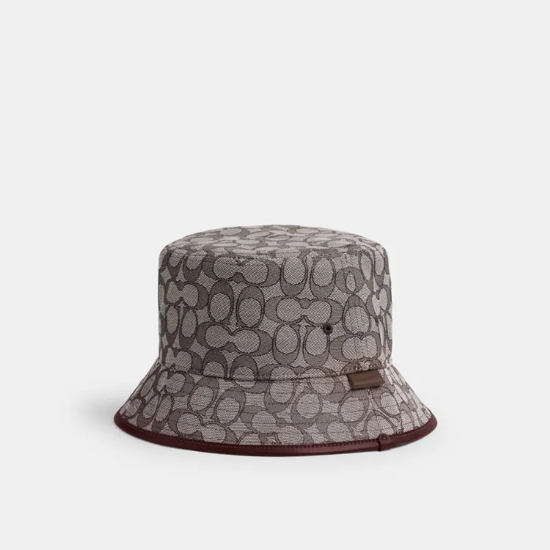 Chapéu Bucket Signature Jacquard Coach Marrom