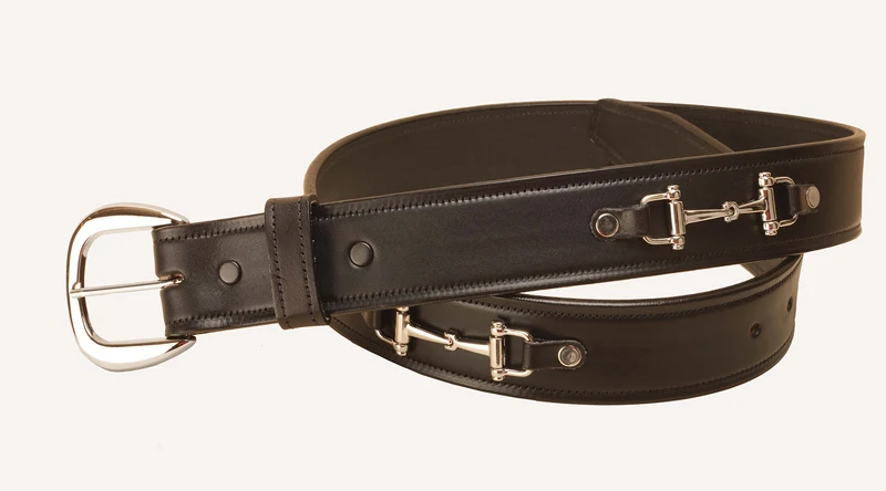 Tory Leather 1 1/2" Belt with Nickel Snaffle Bits Black/Nickel / 34