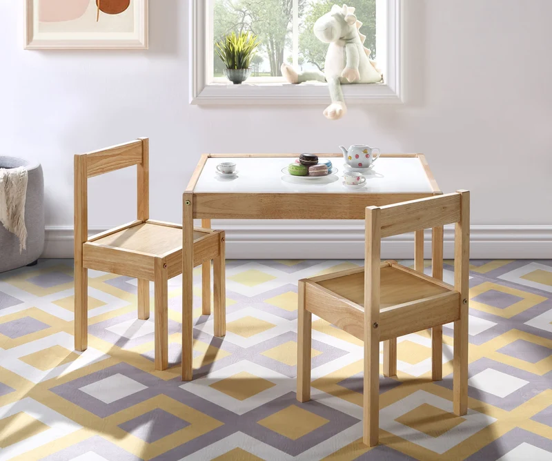 Gibson - 3 Piece Kids Table & 2 Chair Set Light Brown