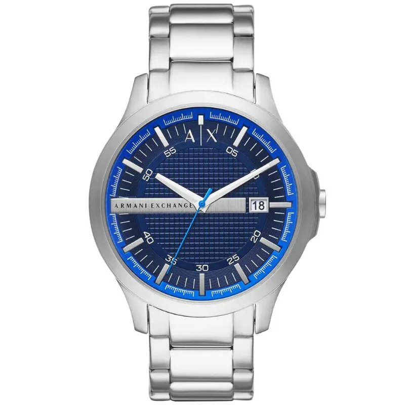 Reloj Armani Exchange Hampton AX2408 Fecha Acero Inoxidable Plateado Azul