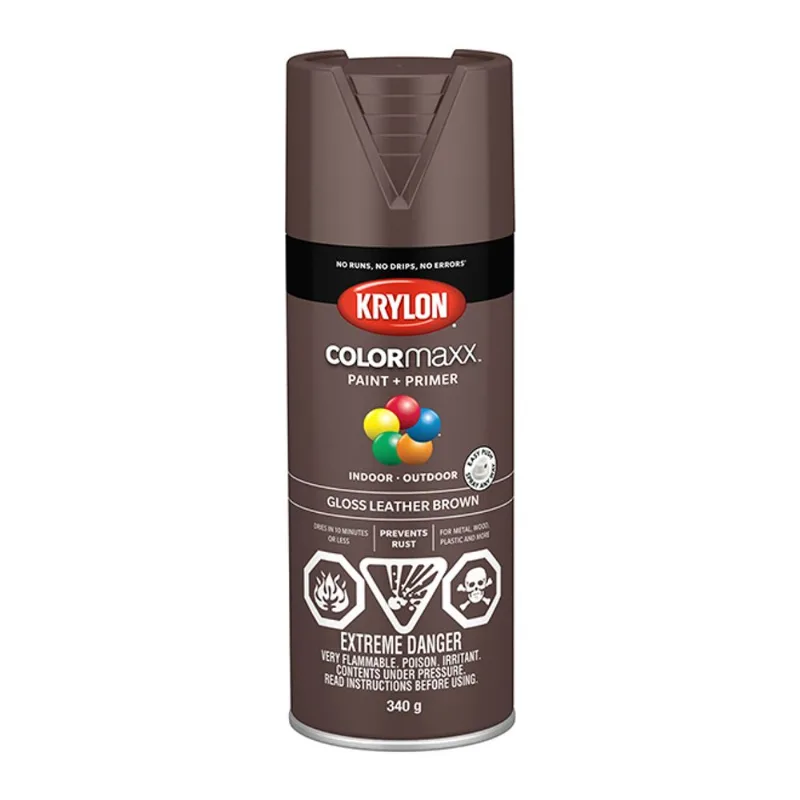 Krylon COLORmaxx 340 g Indoor/Outdoor Gloss Paint and Primer - Leather Brown