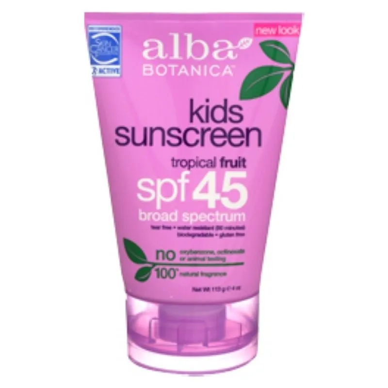 Protetor Solar Para Crianças Spf 45 Spf30+ 4 Oz Por Alba Botanica