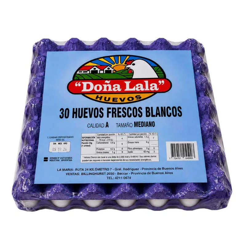 Huevos Blancos Medianos x 30 Un Huevos Blancos Doña Lala Maple X 30 U