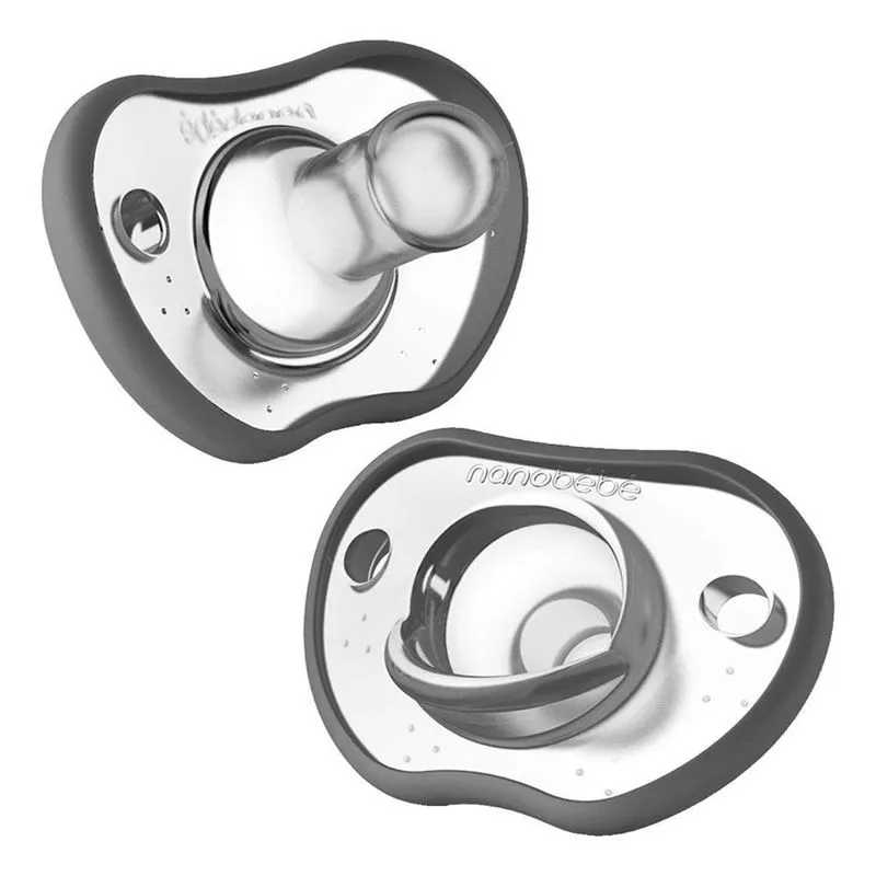 Chupeta Nanobébé Flexy Cinza Pack Com 2