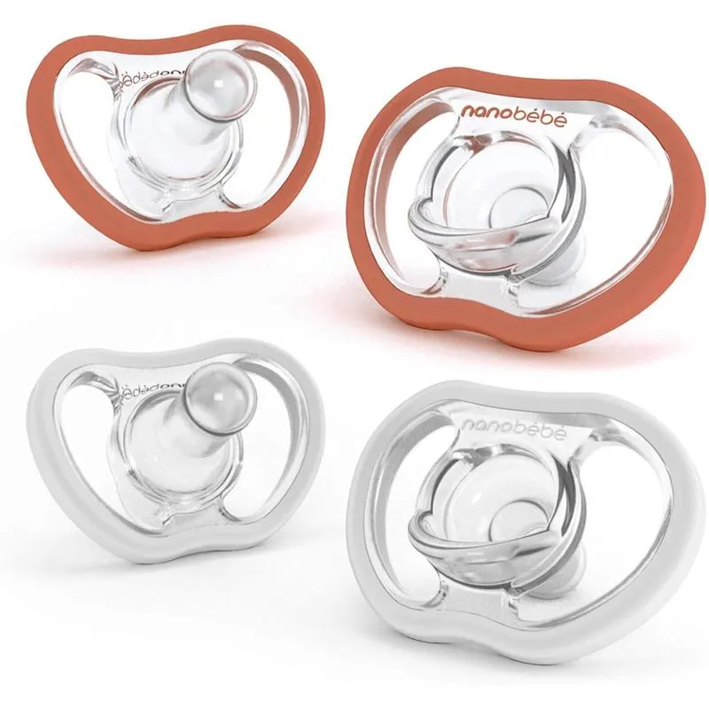 Chupeta Nanobebe Flexy Cor Argila E Branca 4 M+ - Pack 4