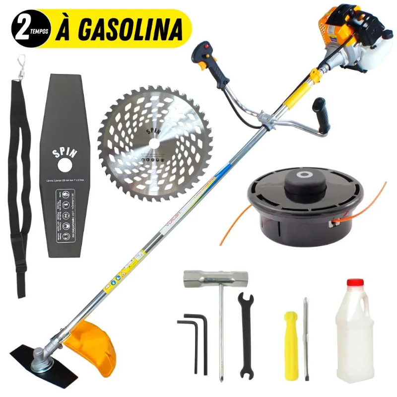 Roçadeira Profissional Vulcan Vr430s 2t 43cc 1,7hp Forte E Econômica Com Faca De 2 Pontas + Disco De 40 Dentes Ideal Para Cortes Rápidos E Precisos