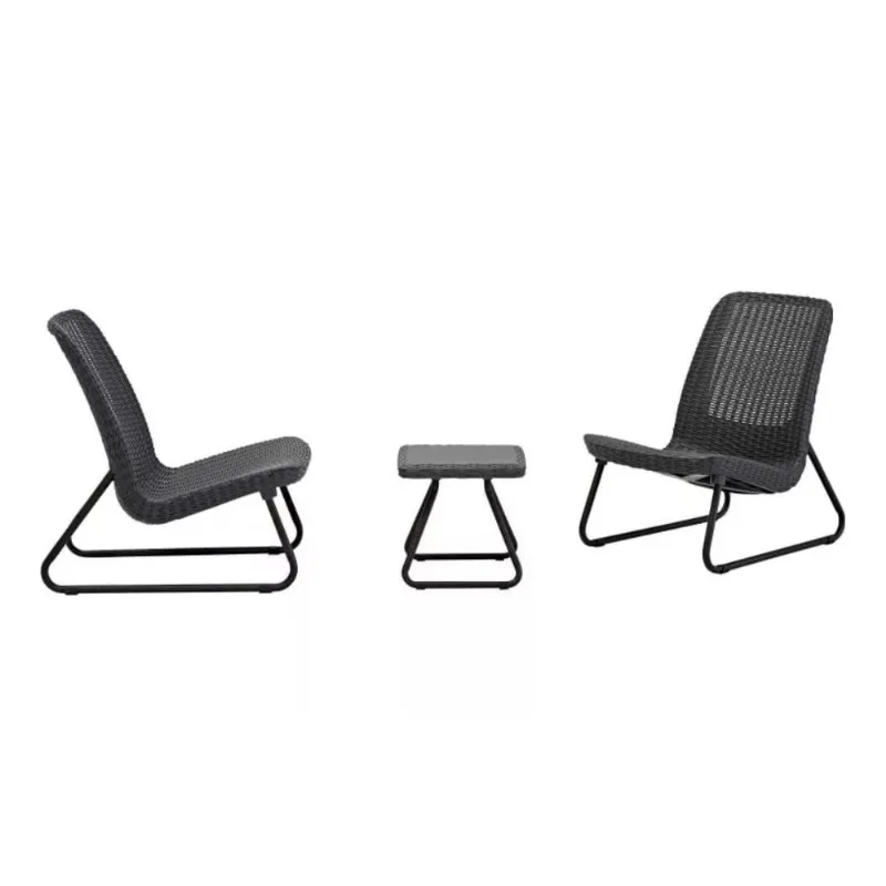 Conjunto Para Exterior 2 Sillas + Mesa Keter Rio Set Grafito
