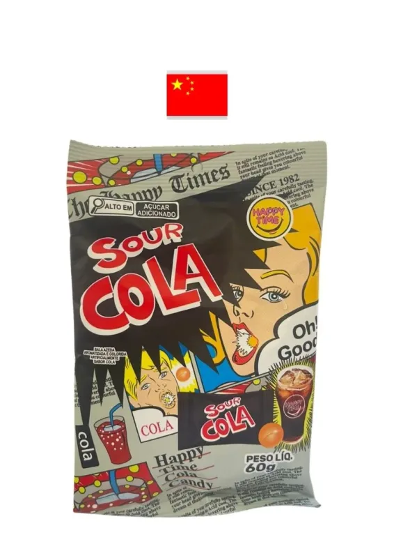 GL SUPER SOUR CANDY COLA 60g - Bala azeda sabor cola. Origem: China