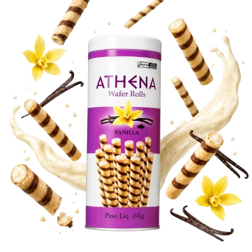 ATHENA LATA DE WAFFER ROLL VANILLA 114g