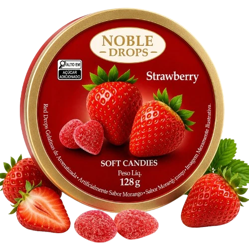 NOBLE DROPS SOFT CANDIES STRAWBERRY 128GR