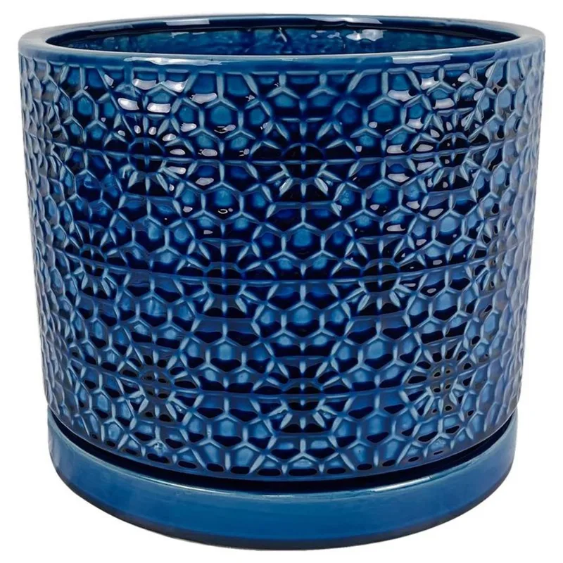 Vaso De Flores Border Concepts Ceramic Amelia Blue 25cm