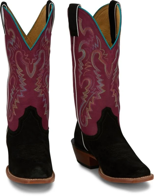 Justin Ladies Annie Up Sq Toe Boots Mulberry / 6 B