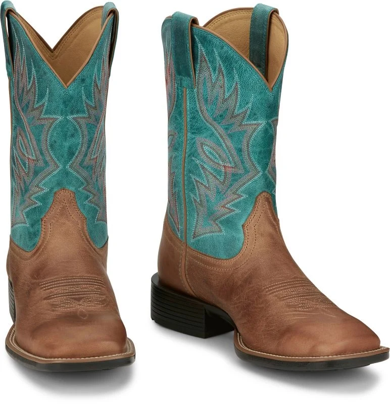 Justin Mens Zeke Sq Toe Boots Turquoise / 8.5 D
