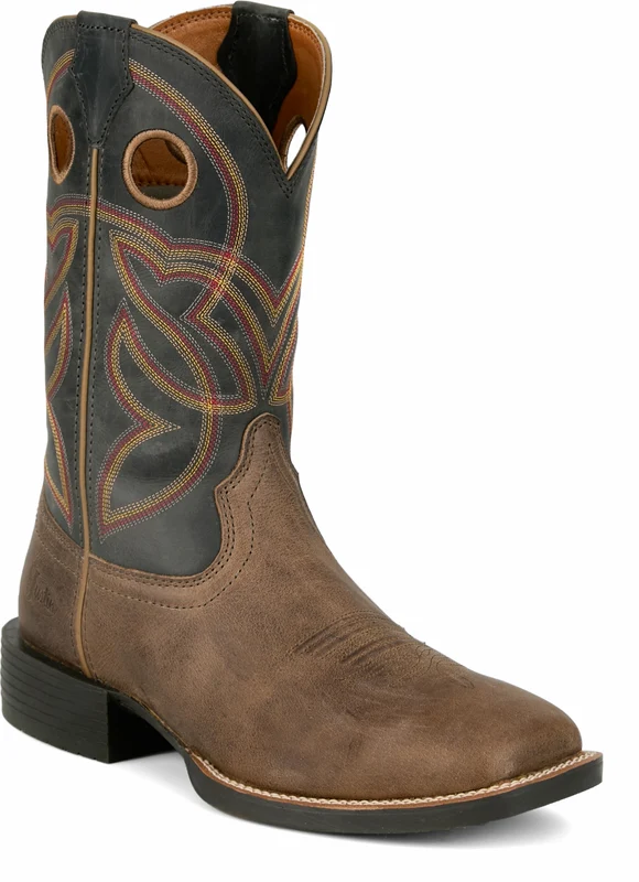 Justin Mens Lubbock 11" Western Boots Brown/Black / 13 EE