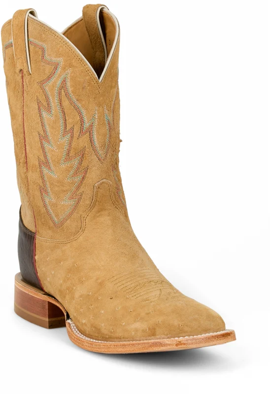 Justin Mens Quincy 11" Sueded Ostrich Boots Tan Sueded / 10 EE