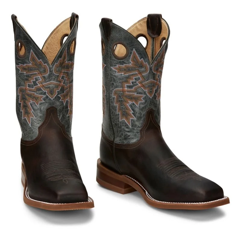 Justin Mens Bender Square Toe Boots Blue / 9 EE