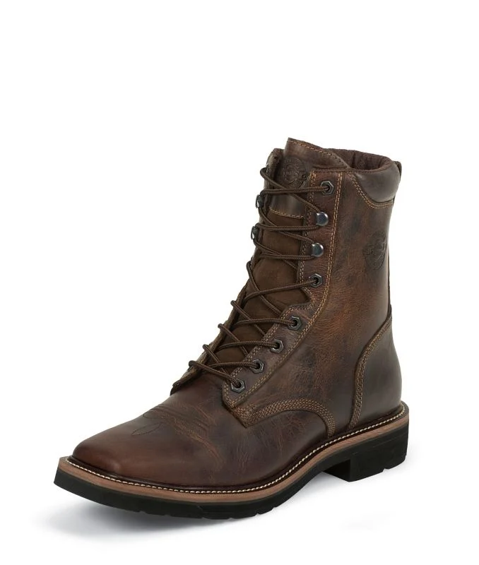 Justin Mens Stampede Steel Tan Work Boots Brown / 11.5 EE