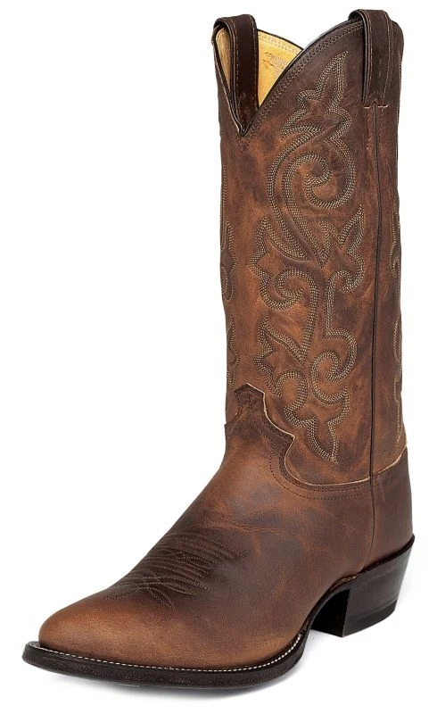 Justin Mens Round Toe Bay Western Boots Brown / 9.5 EE