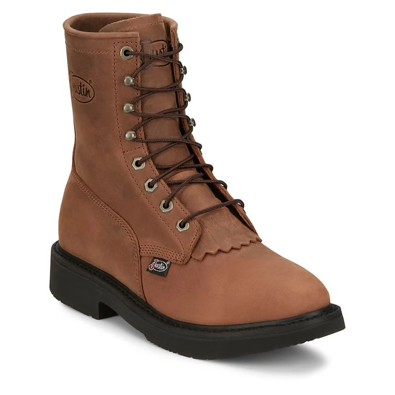 Justin Mens Lacer Rnd Toe Work Boots Tan / 10.5 D