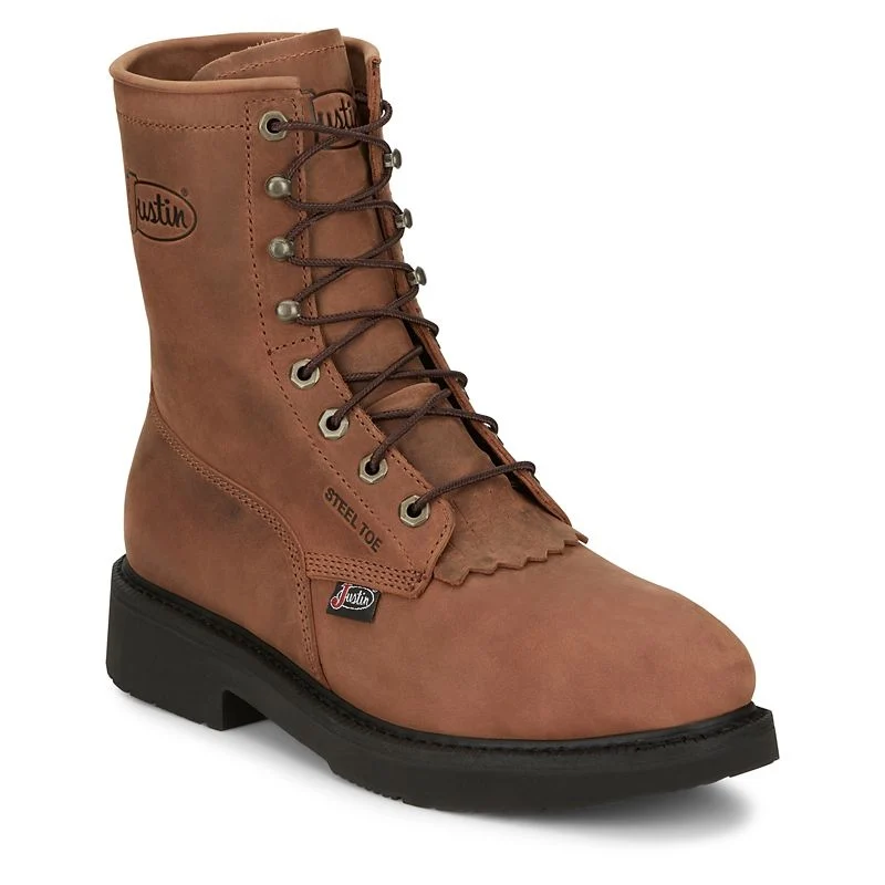 Justin Mens Lacer Rnd Toe ST Work Boots Tan / 14 D