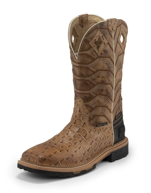 JOW Mens WP Comp Toe Derrickman Carm Boots Caramel Croc Print / 13 D