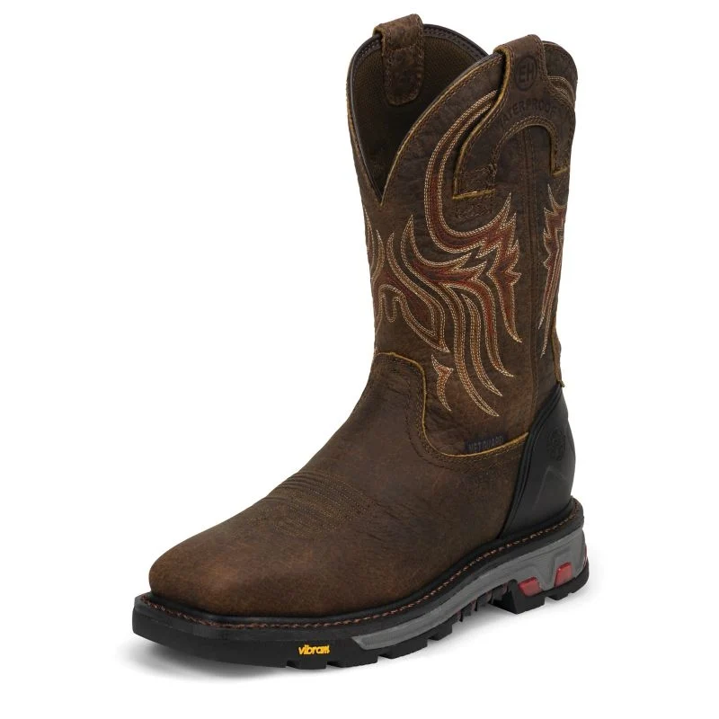 Justin Mens Commander X5 Sq Steel WP Boots Brown / 10.5 D