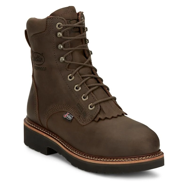 Justin Mens Rivot WP ST Lacer Boots Brown / 10 EE