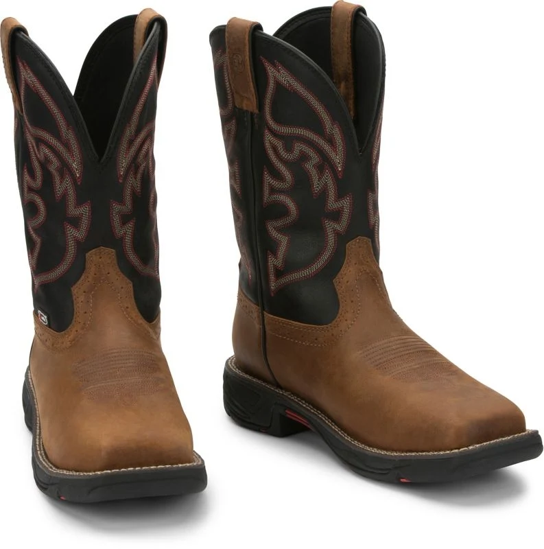Justin Mens Stampede Rush Sq Toe Boots Brown / 7.5 D