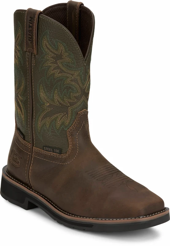 Justin Mens Keavan 11" Met Guard Steel Toe Boots Dark Brown / 14 EE