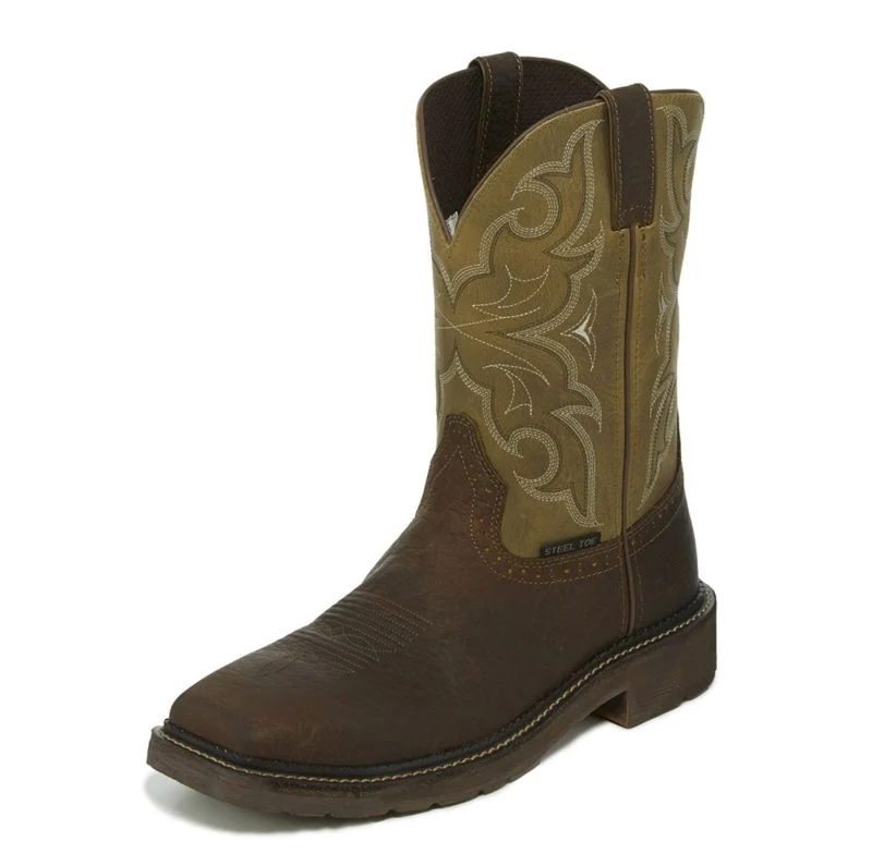 Justin Stampede Amarillo Steel Toe Boot Brown / 10 D