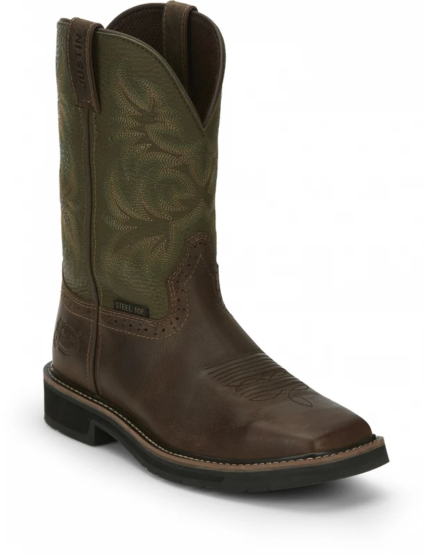 Justin Mens Driller 11" Steel Toe Boots Umber Brown / 7.5 EE