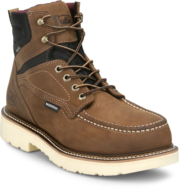 Justin Mens Bristol 6" Waterproof Steel Toe Boots Hazel Brown / 10.5 EE