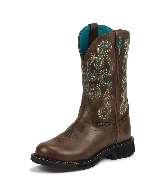 Justin Ladies Gypsy Tasha WP Steel Work Boots Dark Brown / 7.5
